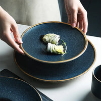 Gold Edge Ceramic Plate - Elegant Eco-Friendly Dinnerware