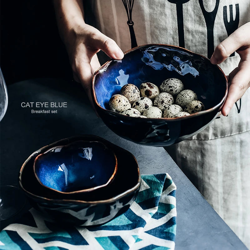Blue Irregular Ceramic Dinner Set