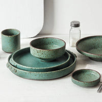 Japanese Green Retro Handmade Ceramic Plate - Artisan Eco-Friendly Design