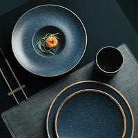 Gold Edge Ceramic Plate - Elegant Eco-Friendly Dinnerware
