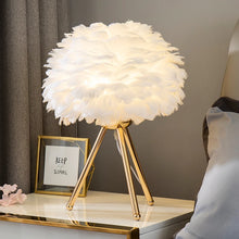 Feather Accent Bedroom Table Lamp
