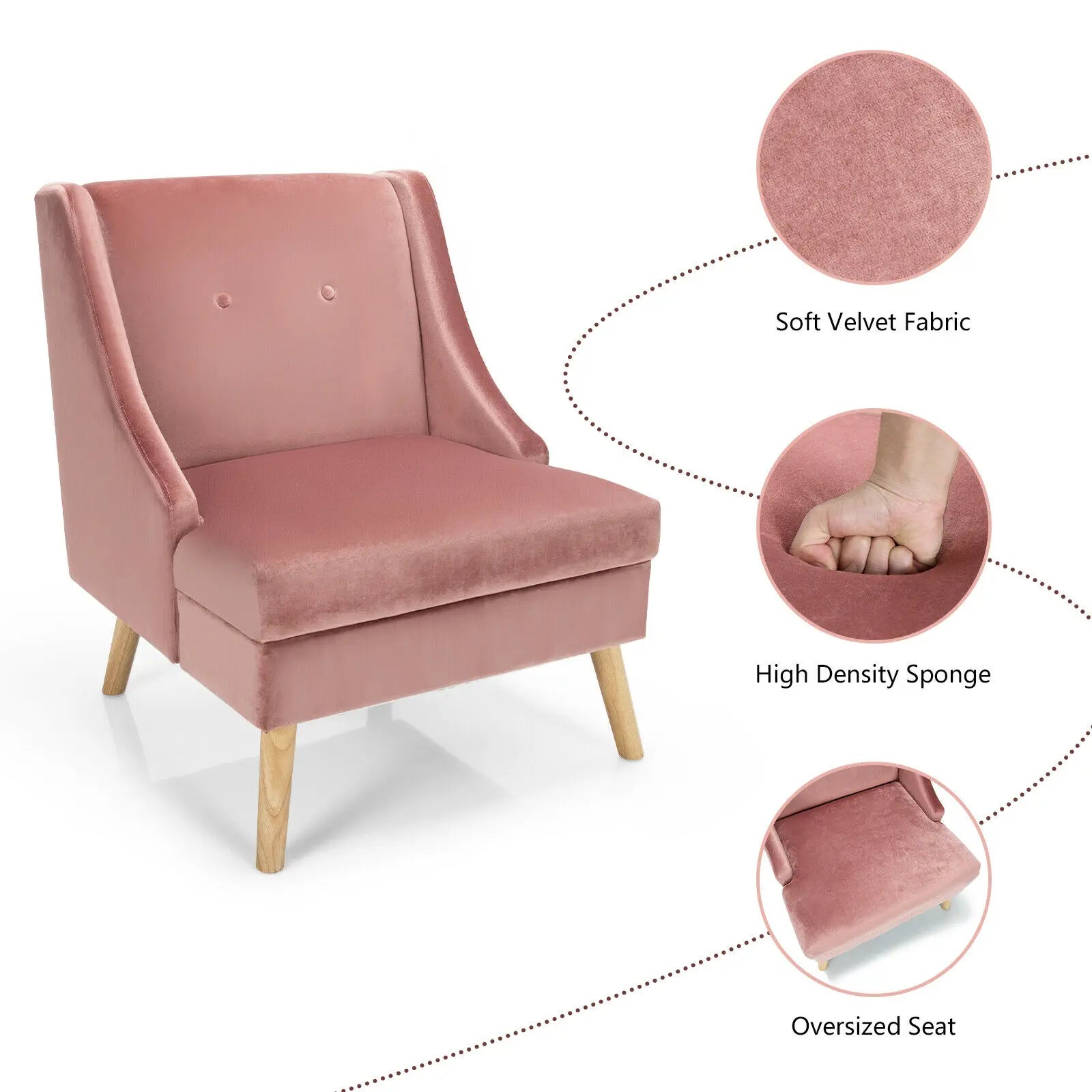 Velvet Swoop Arm Accent Chair