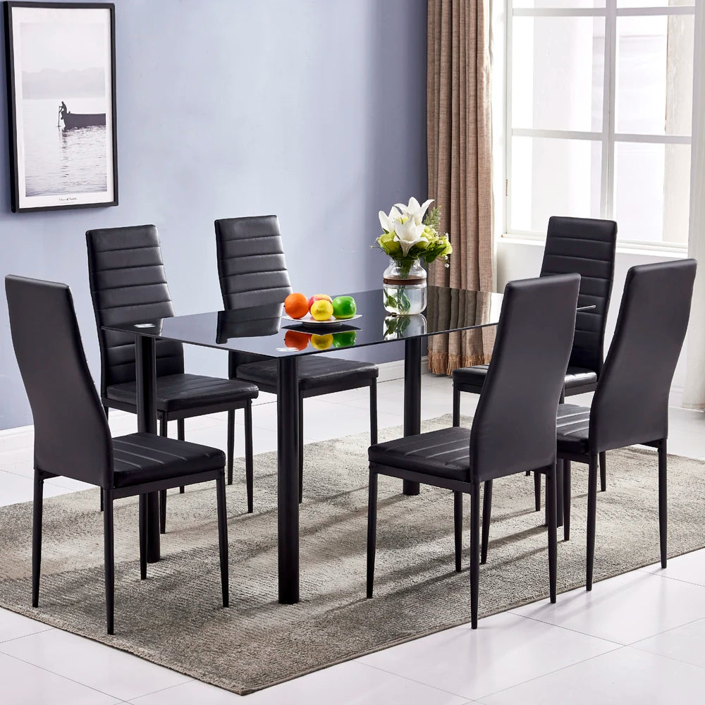 Tempered Glass Modern Dining Set