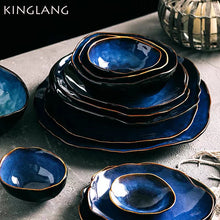 Blue Irregular Ceramic Dinner Set