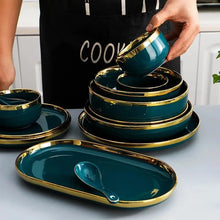 Gold Inlay Ceramic Dinner Plate