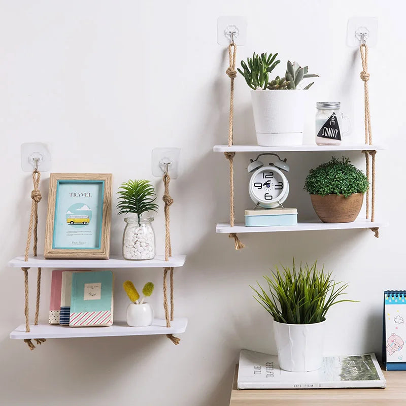 Rustic Two Tier Wooden Shelf