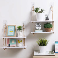Wooden Rustic Floating Shelf - 2-Layer Natural Wall Display