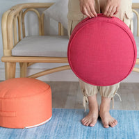 Tea Ceremony Floor Pouf with Filling - Bohemian Fabric Ottoman