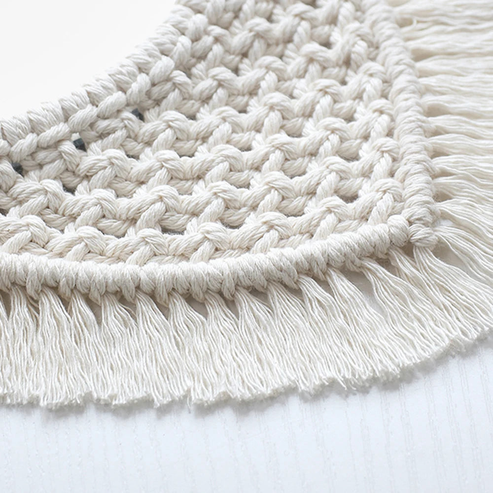 Macrame Fringe Round Mirror