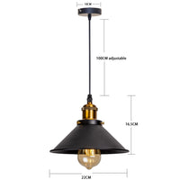 Black Vintage Industrial Pendant Light - PVC Lampshade E27