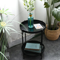 Simple Iron Double Layer Small Coffee Table - 36.5cm Compact Design