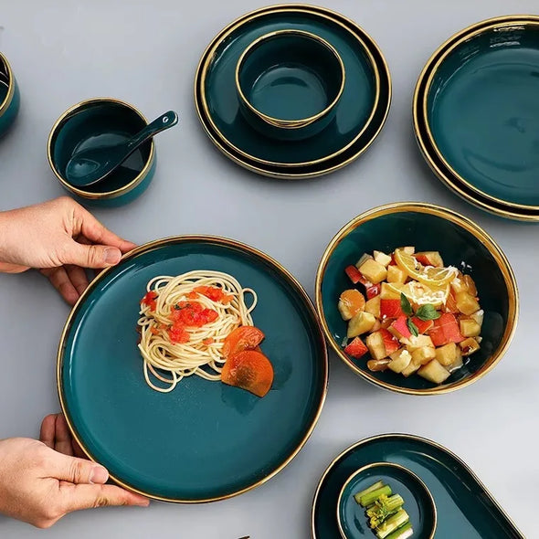 Ceramic Gold Inlay Dinner Plate