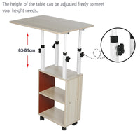 Modern Wooden Bedside Table with Wheels - Mobile Computer Desk