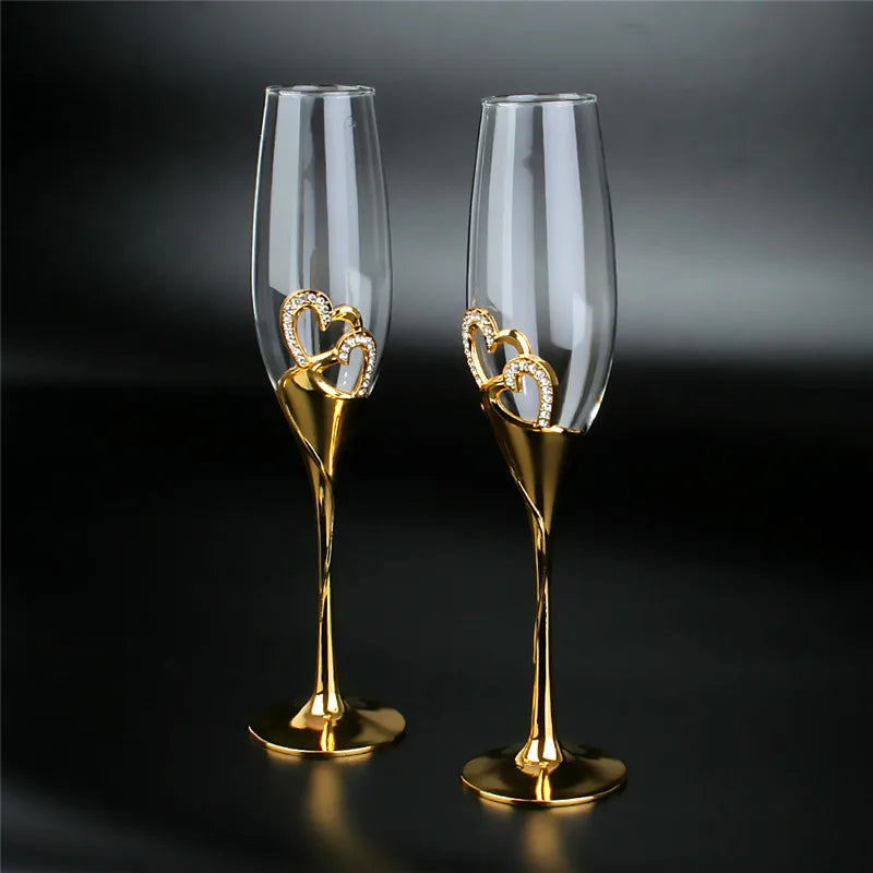 200ML Crystal Wine Glasses - Elegant Golden Finish Set