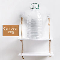 Wooden Rustic Floating Shelf - 2-Layer Natural Wall Display