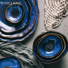 Blue Irregular Ceramic Dinner Set