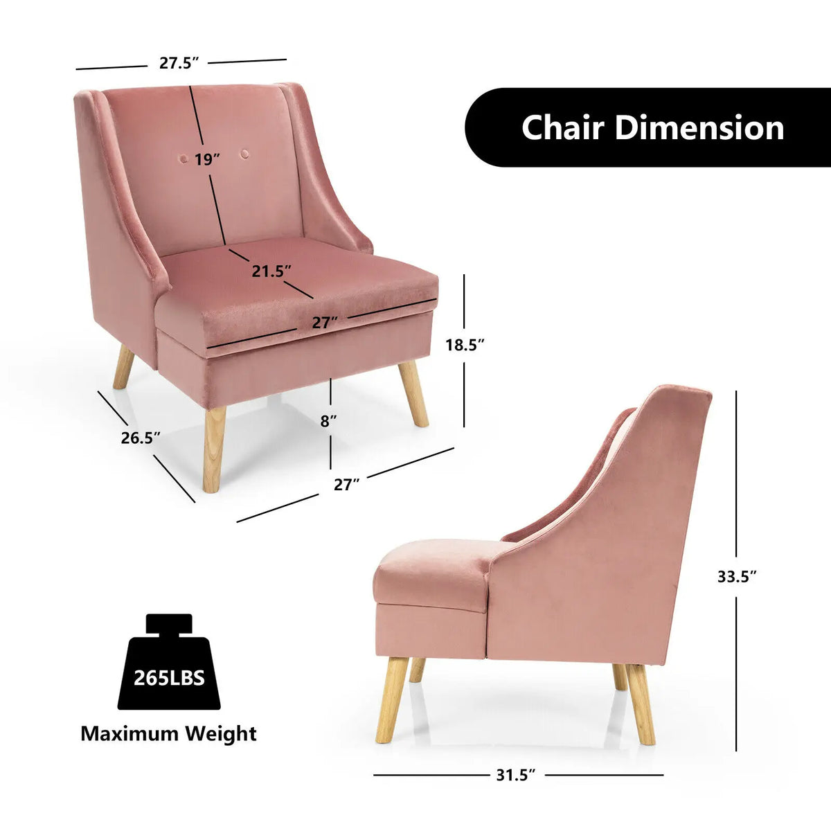 Velvet Swoop Arm Accent Chair