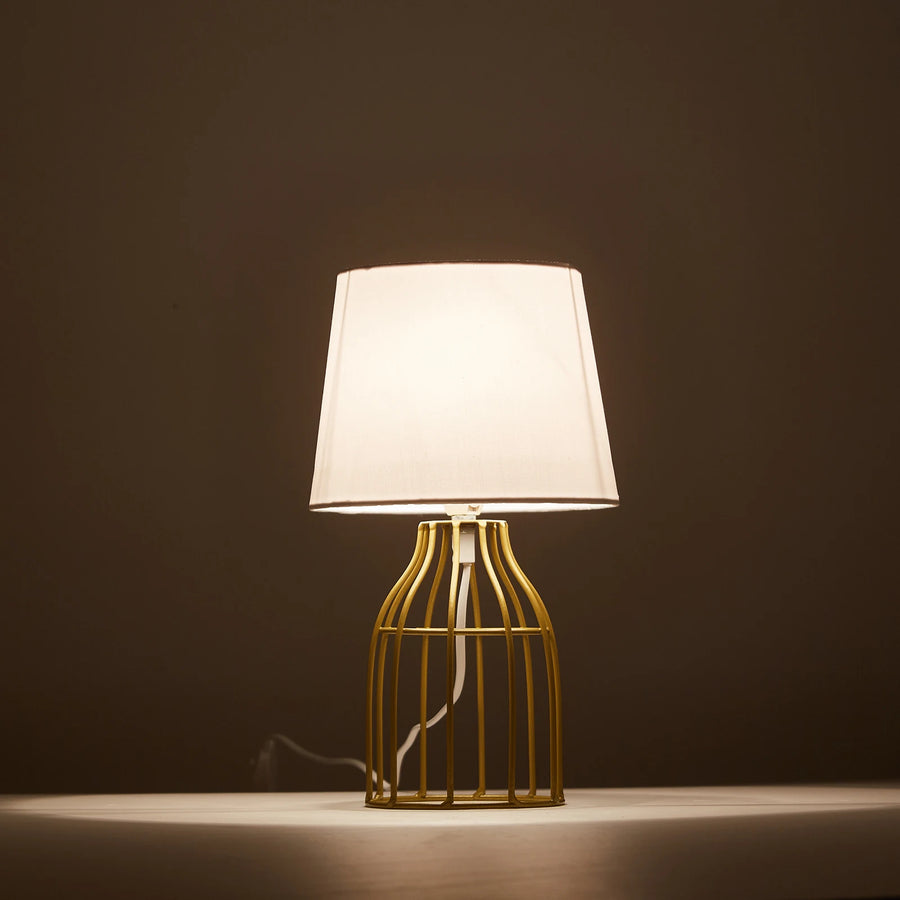 40W Stylish Table Lamp - White Metal Fabric Shade