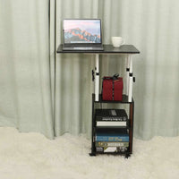Modern Wooden Bedside Table with Wheels - Mobile Computer Desk