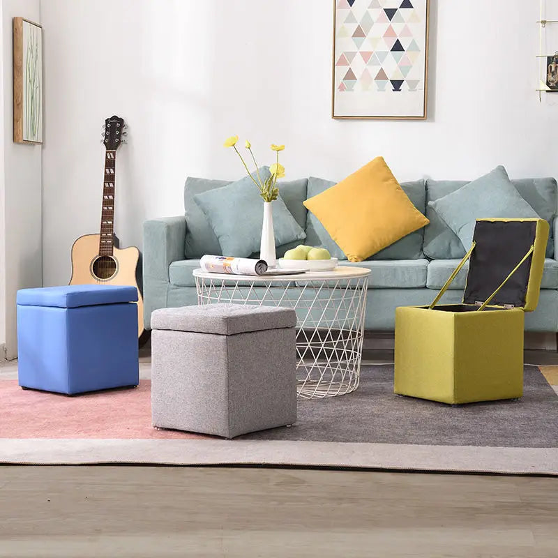 Compact Synthetic Leather Ottoman
