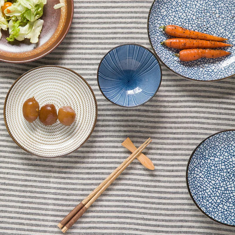 7-Piece Japanese Style Ceramic Dinner Set - Elegant Collection
