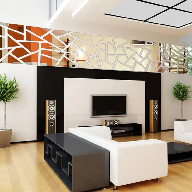 Large 3D Acrylic Wall Stickers - Decorative Mirror Effect Decals