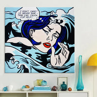 Drowning Girl Pop Art Wall Decor - Hand-Painted Oil Canvas