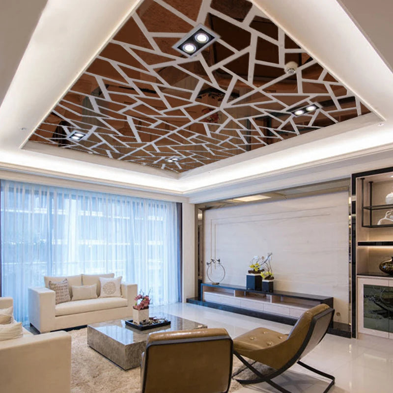 Large 3D Acrylic Wall Stickers - Decorative Mirror Effect Decals