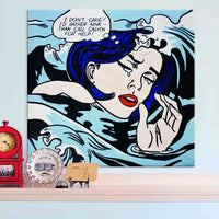 Drowning Girl Pop Art Wall Decor - Hand-Painted Oil Canvas
