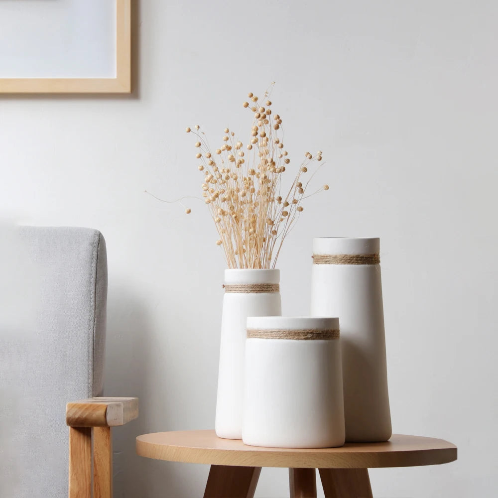 Matte Ceramic Hemp Rope Vase