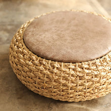 Natural Rattan Round Ottoman