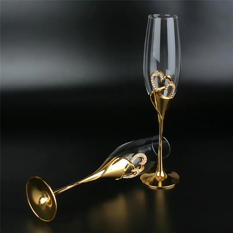 200ML Crystal Wine Glasses - Elegant Golden Finish Set