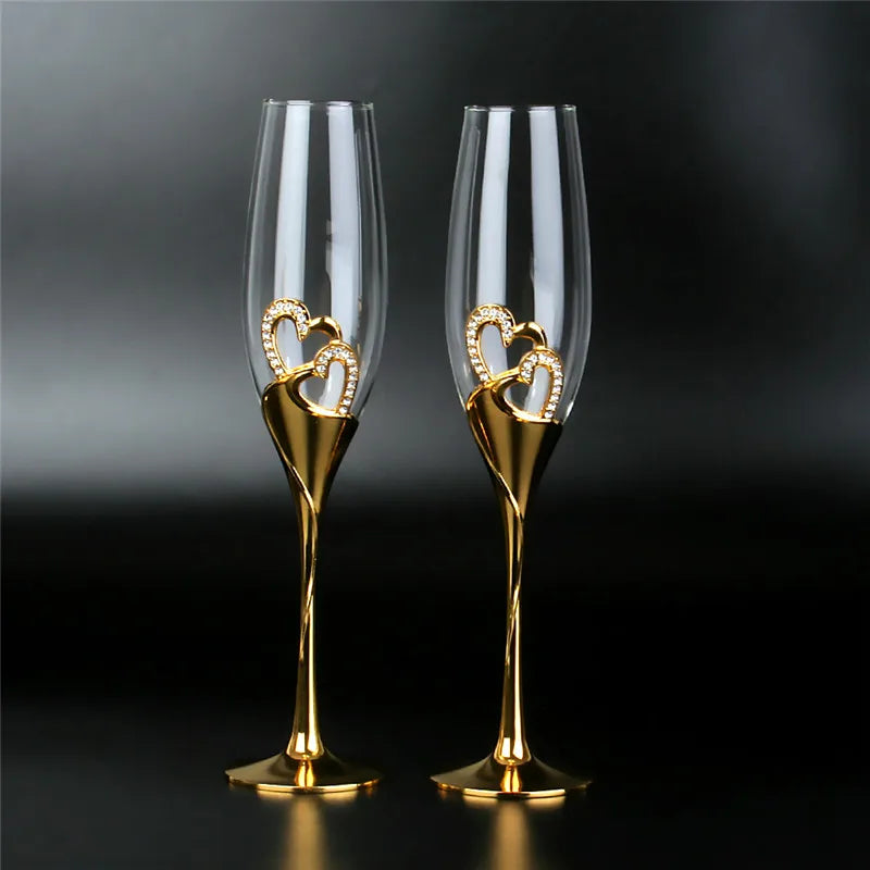 200ML Crystal Wine Glasses - Elegant Golden Finish Set