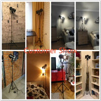 Industrial Retro Tripod Floor Lamp - Black Metal Standing Light