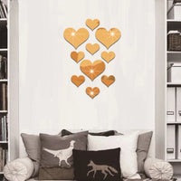LOVE Acrylic Mirror Wall Decals - 10-Piece Decorative Set