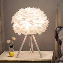 Feather Accent Bedroom Table Lamp