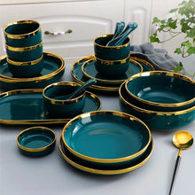Gold Inlay Ceramic Dinner Plate