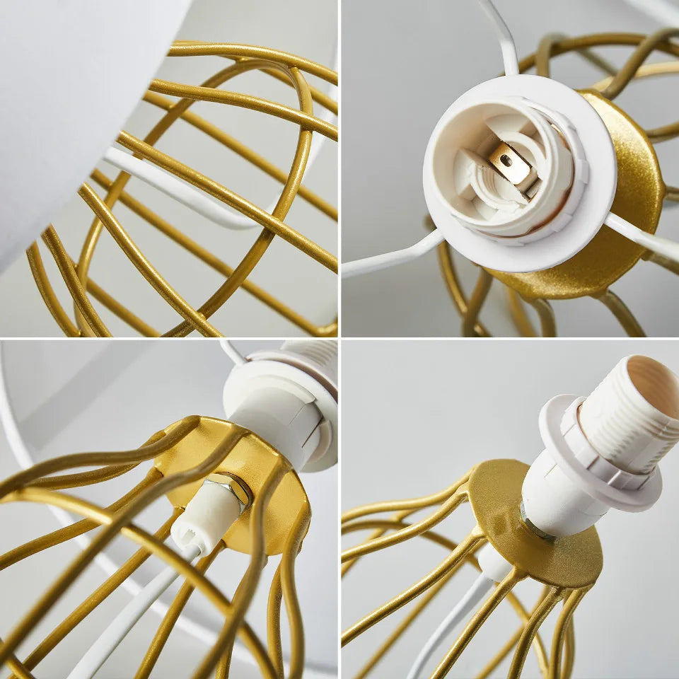 White Metal Fabric Table Lamp