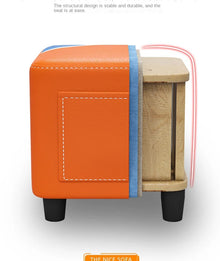 Solid Wood Fabric Ottoman