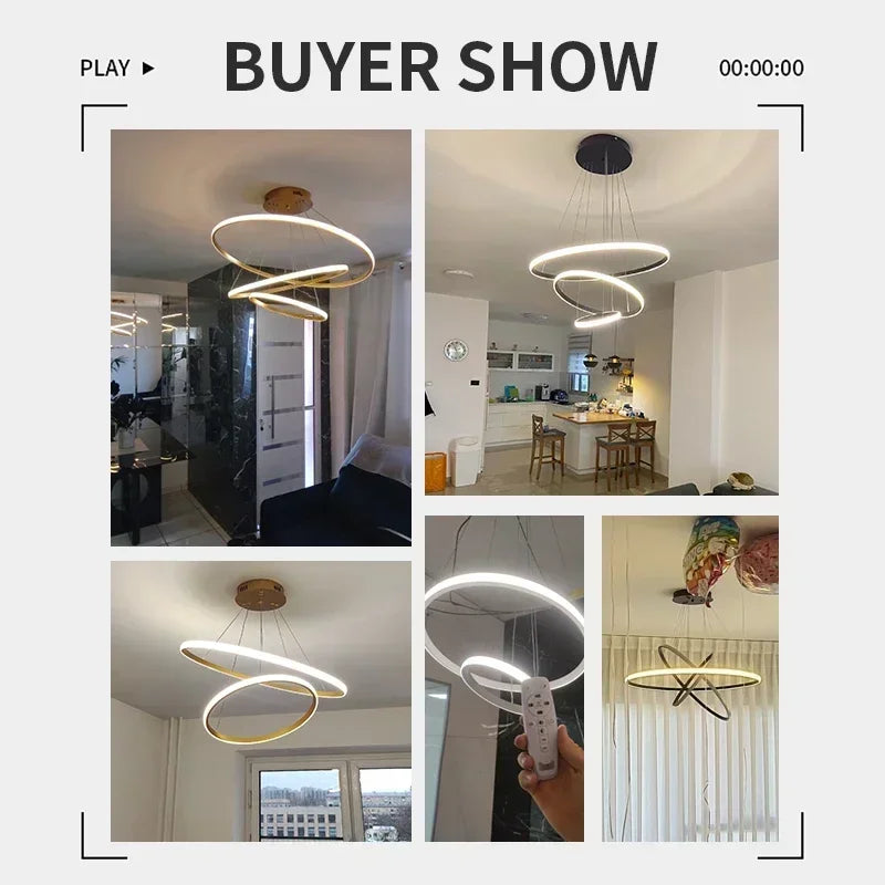 Luxury Stylish Chandelier - LED Dimmable 20-60cm Multi-Ring