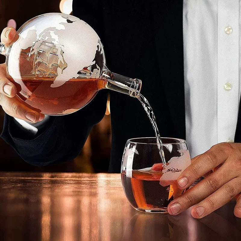 Creative Globe Whisky Decanter Set with World Map