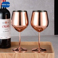 500ML Stainless Steel Wine Glass - Metallic Finish Goblet