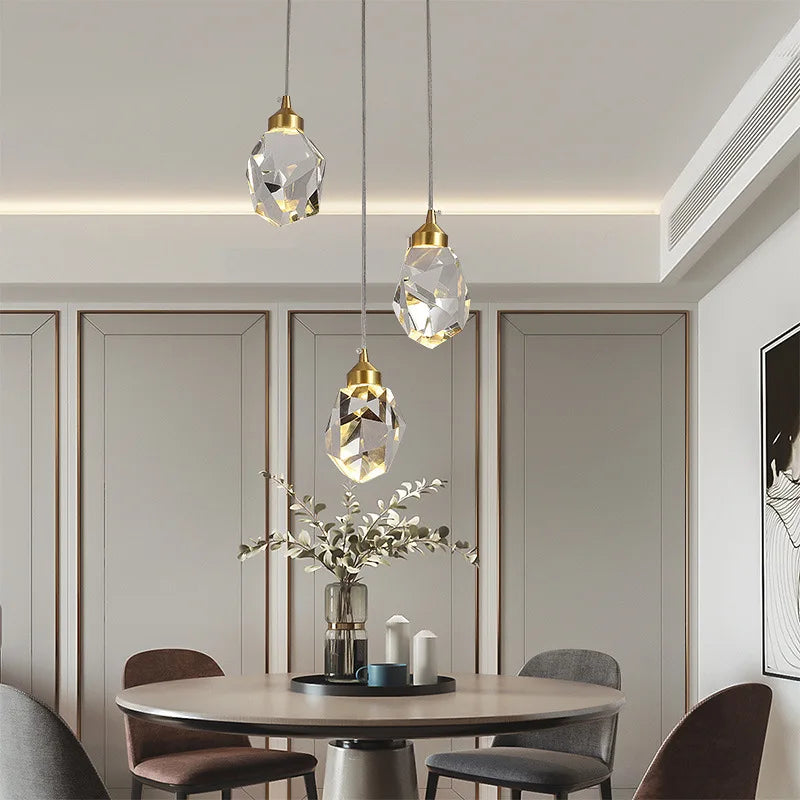 Nordic Crystal Pendant Light - 3-Light LED Touch Control