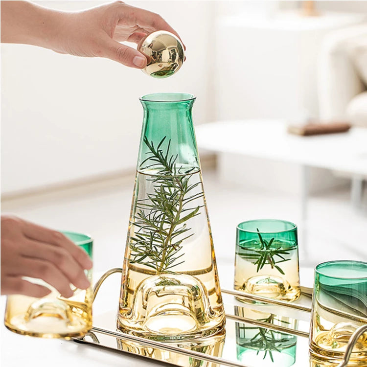 5-Piece Gradient Glass Pitcher & Tea Cup Set