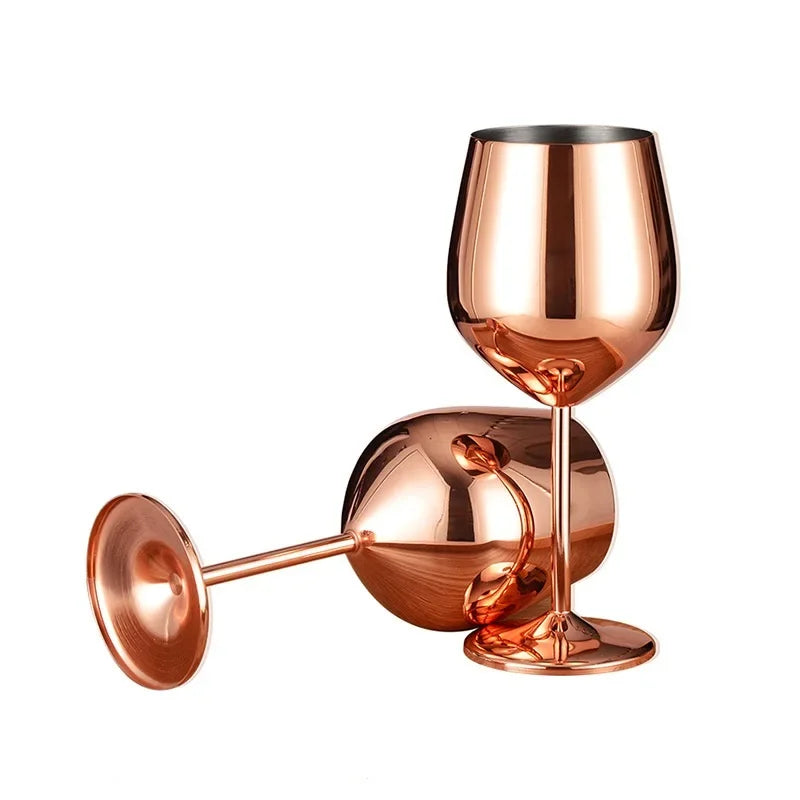500ML Stainless Steel Wine Glass - Metallic Finish Goblet