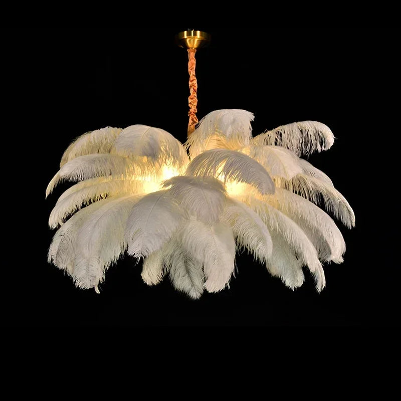 Handwoven Feather Pendant Chandelier