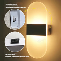 Mini 3W/6W LED Acrylic Wall Lamp - Dimmable Touch Control