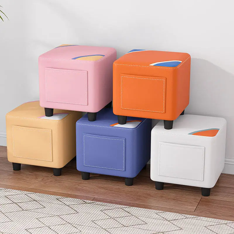 Solid Wood Fabric Ottoman