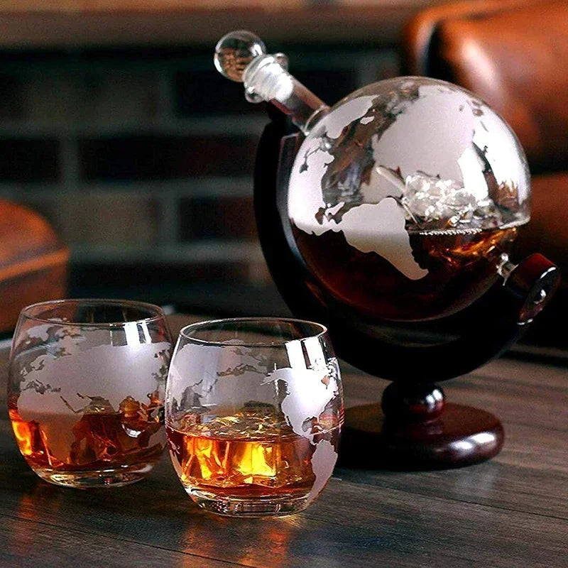Creative Globe Whisky Decanter Set with World Map