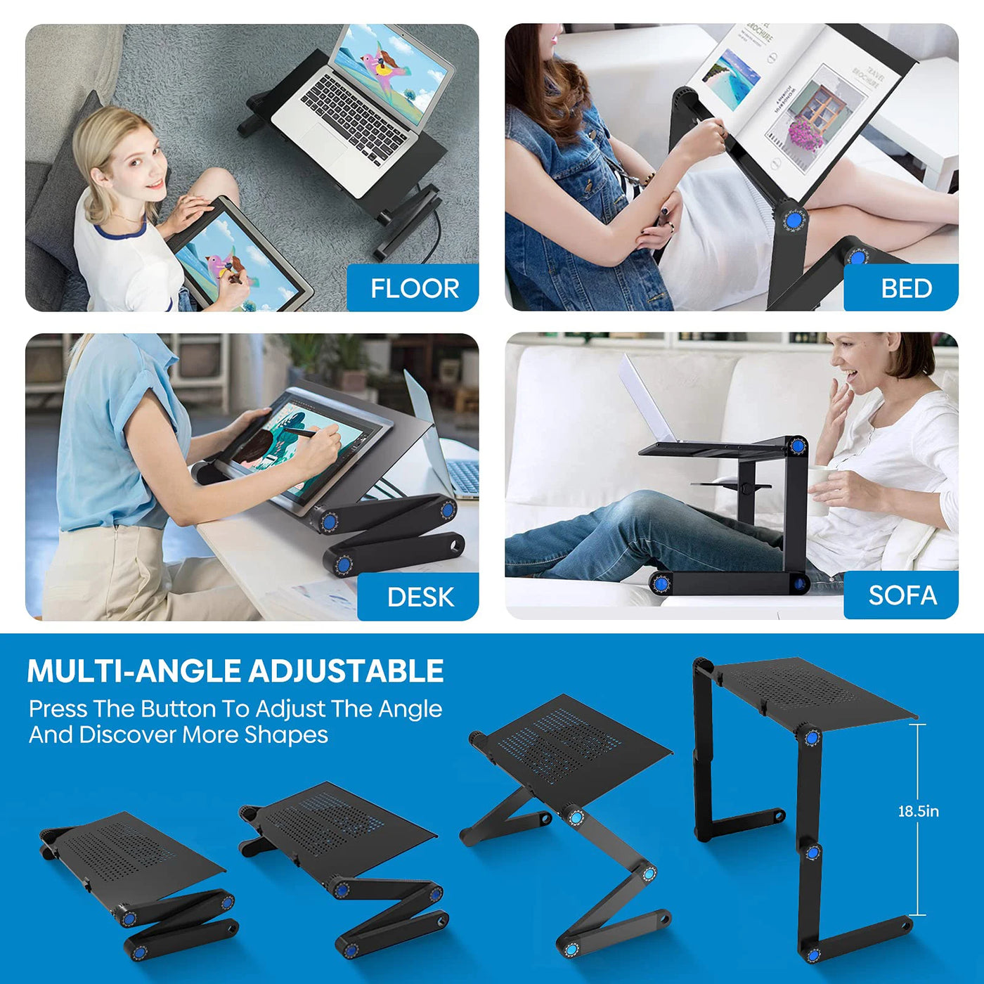 Adjustable Aluminum Laptop Desk - Portable Ergonomic Stand